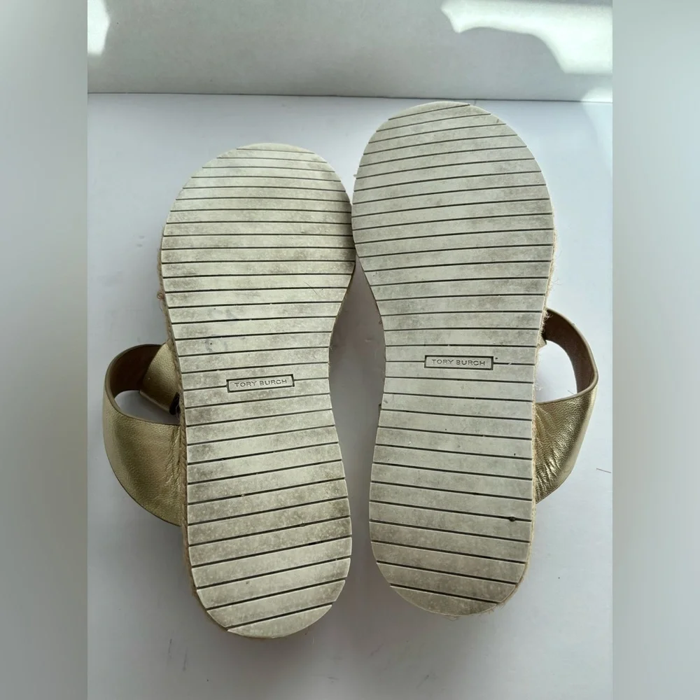 Tory Burch Gold Metallic Thong Sandal Size 8